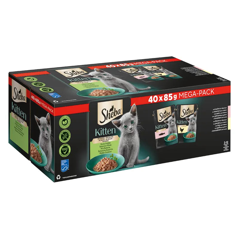Sheba portionspåse Multipack Kitten Fine Varieties i sås - lax/kyckling (Originalpris 362 kr)